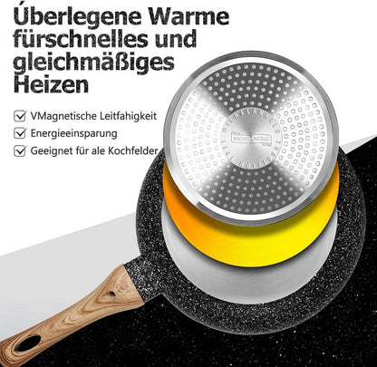 Große Antihaft-Pfanne mit Deckel 30cm für Induktion Schwarz