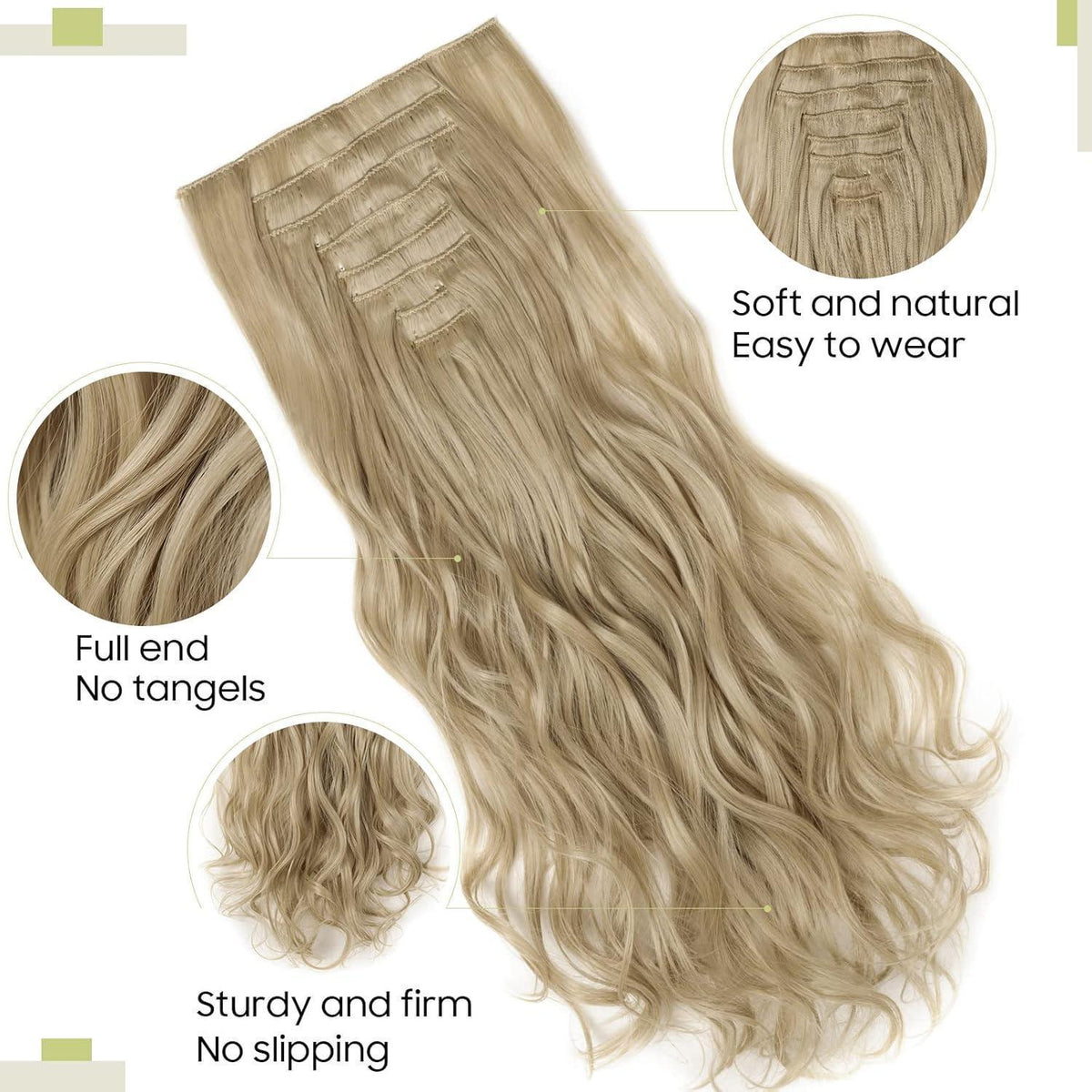 Ombre Wellige Haarverlängerung – Graublond Mix, 43cm