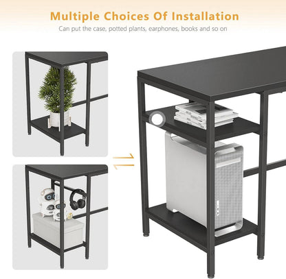 L-förmiger Schreibtisch mit Regalen 150x120cm Schwarz - Home-Office Gaming-Tisch