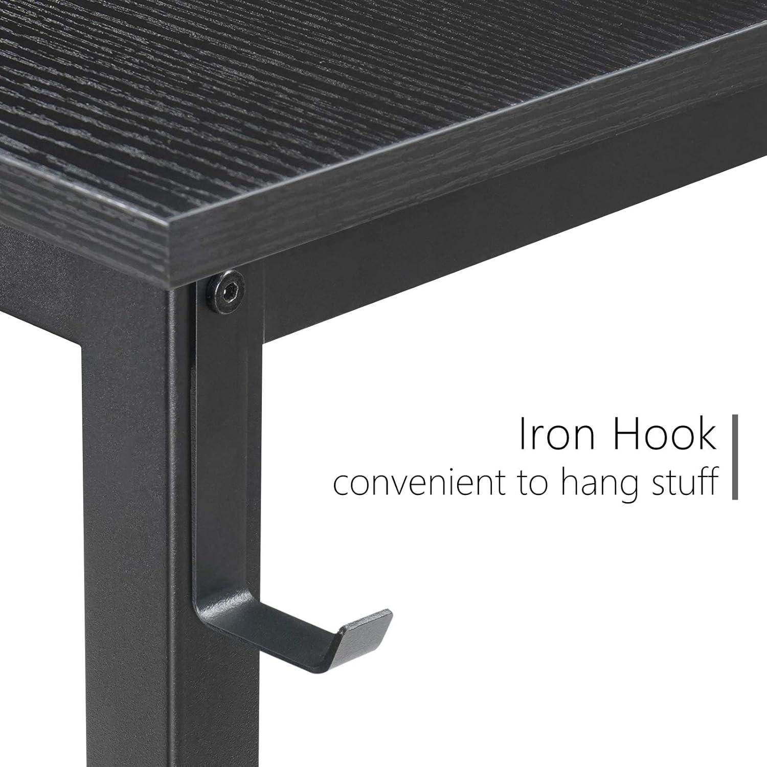 L-förmiger Schreibtisch 150x120cm mit Regalen, Schwarz, Gaming, Home-Office