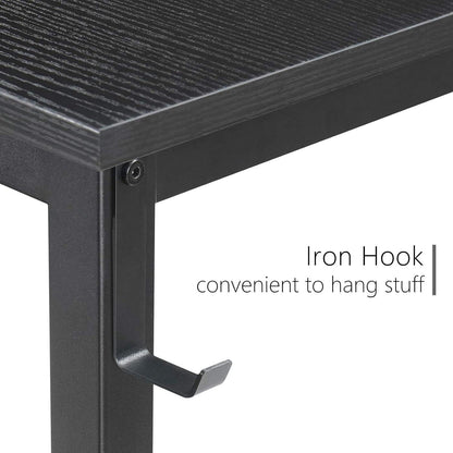 L-förmiger Schreibtisch 150x120cm mit Regalen, Schwarz, Gaming, Home-Office