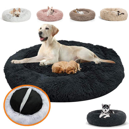 Orthopädisches Hundebett Donut Plüsch Schwarz 120cm