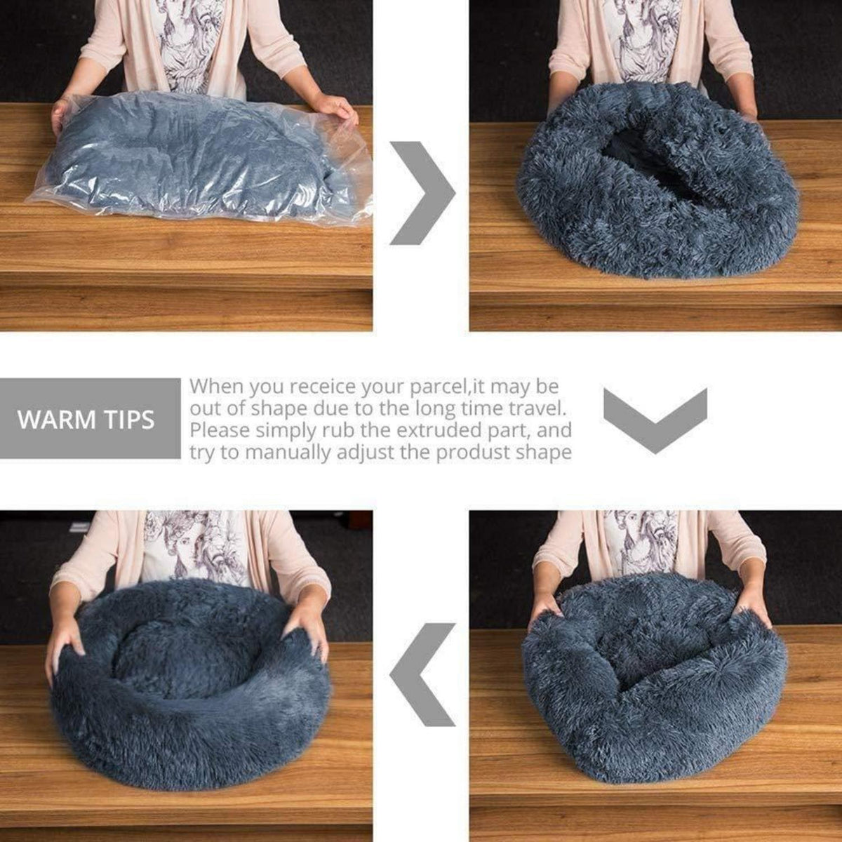 Orthopädisches Hundebett Donut Plüsch Schwarz 120cm