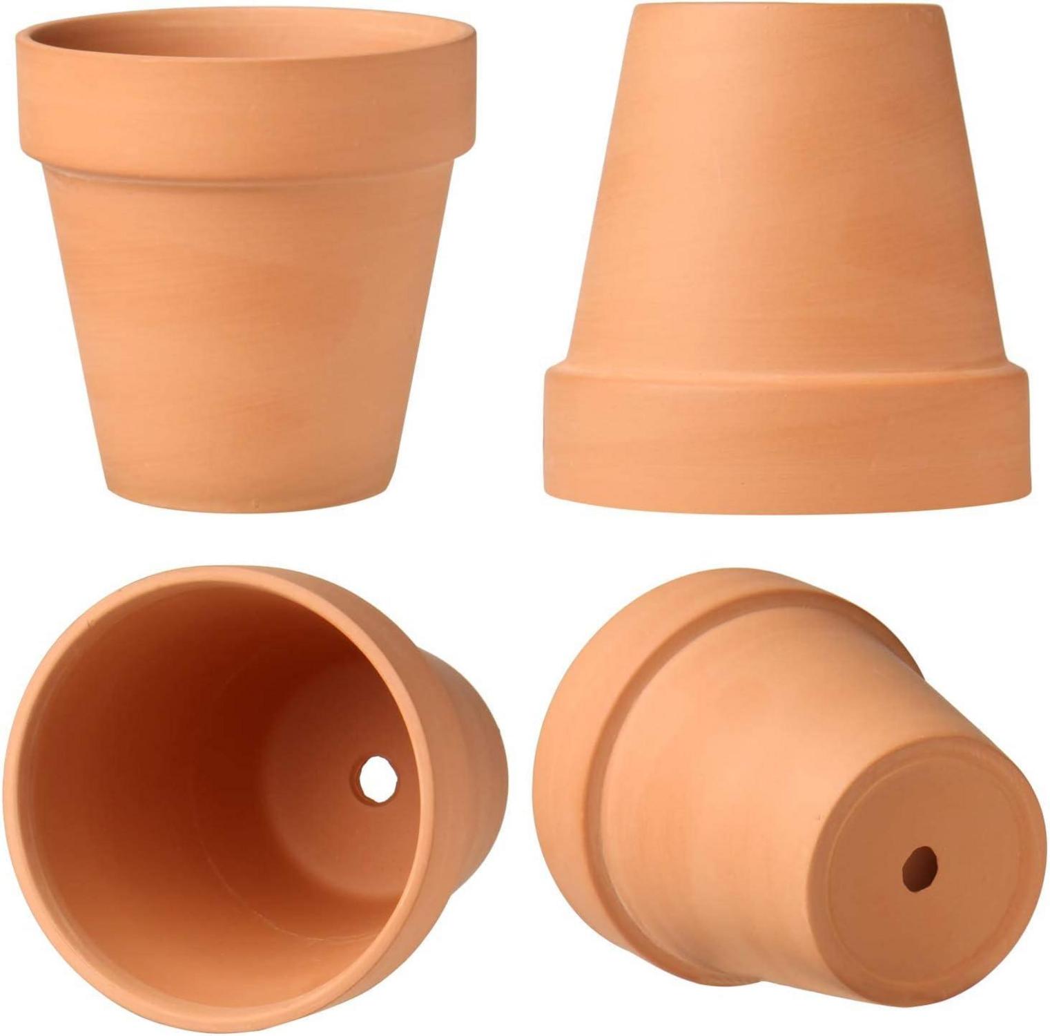 6er Set Terrakotta Pflanztöpfe mit Unterteller 10x10 cm Sukkulenten