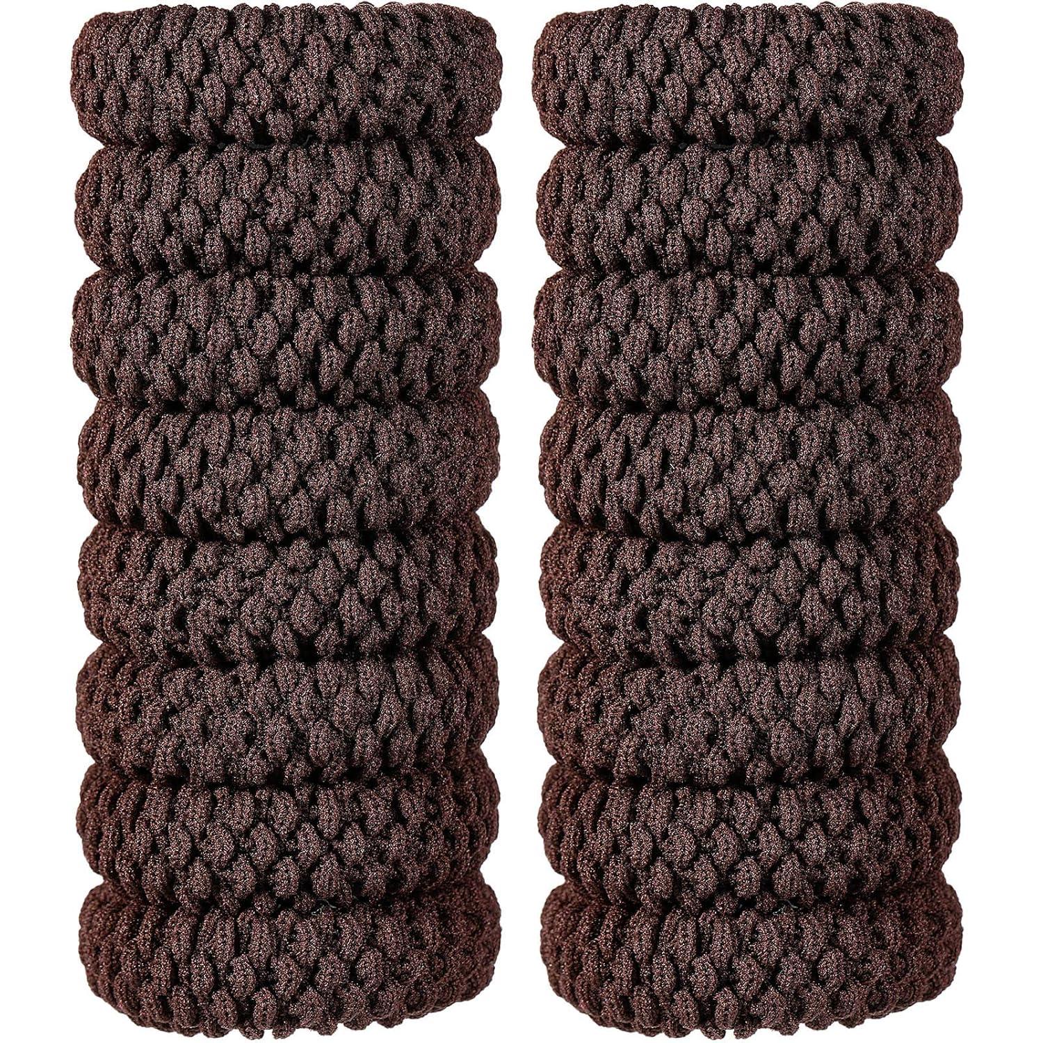 16er Pack elastische Baumwoll-Haargummis, nahtlos & dehnbar