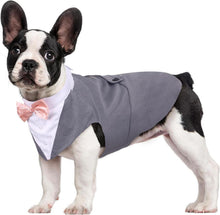 Kuoser Hund Smoking Anzug mit Bandana, Haustier Party Set, S-XXL Grau