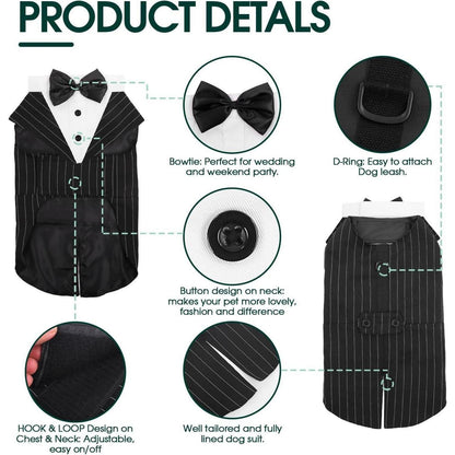 Kuoser Hund Smoking Anzug & Bandana Set, Hochwertiges