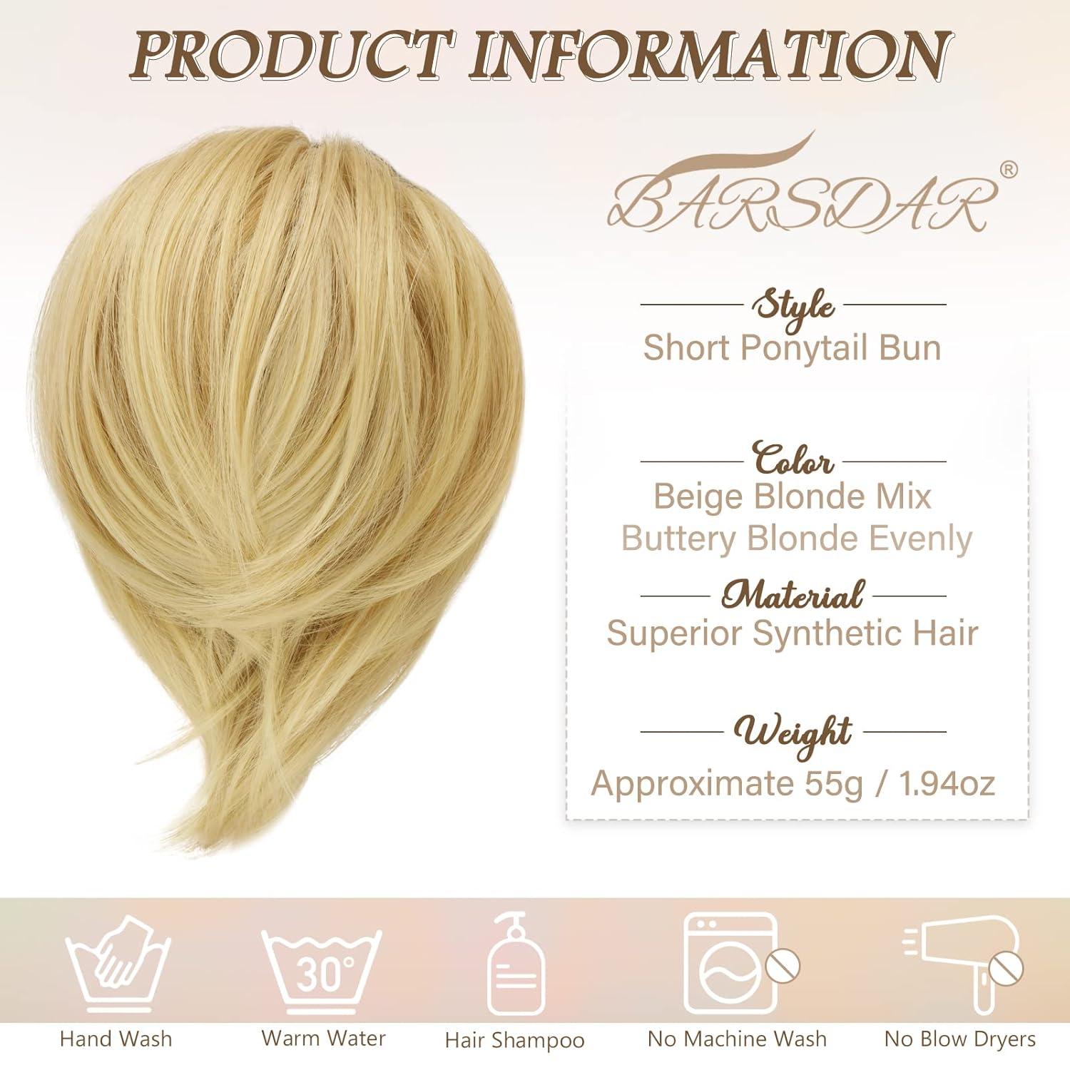 Haarteil Hair Extensions Pferdeschwanzverlängerung Synthetik Haarteil Hellblond 20cm