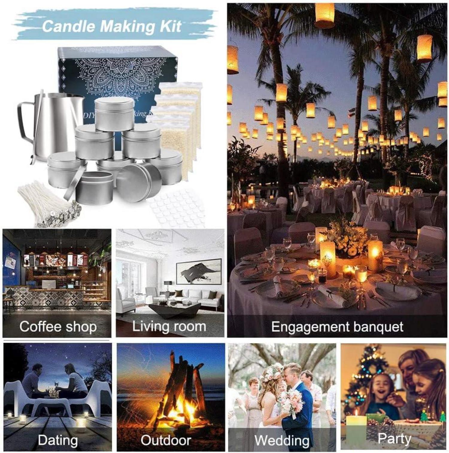 DIY Candle Making Kit Kerzenherstellung Bienenwachs Set Silber Blau