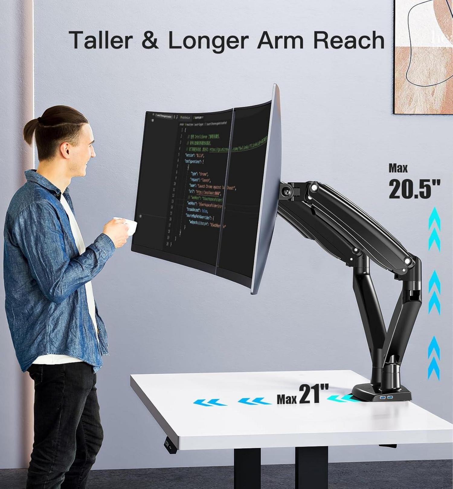 Monitor Halterung 2 Monitore 27 34 32 28 24 Zoll Gasdruckfeder ergonomisch