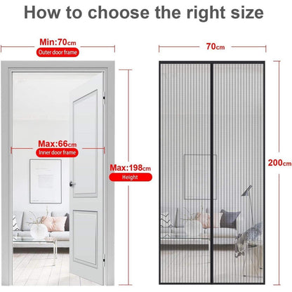 Magnetisches Fliegengitter für Eingangstür 70x200 cm Schwarz