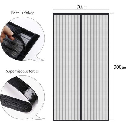Magnetisches Fliegengitter für Eingangstür 70x200 cm Schwarz