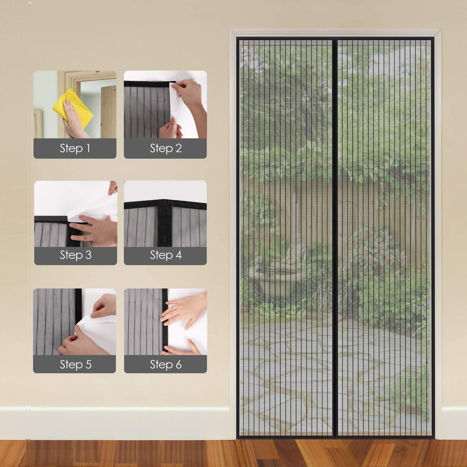 Fliegengitter Tür Magnet Insektenschutz Balkontür 110x230cm Schwarz