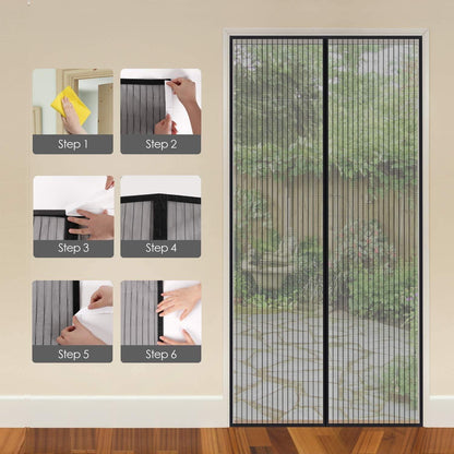 Fliegengitter Tür Magnet Insektenschutz Balkontür 110x230cm Schwarz