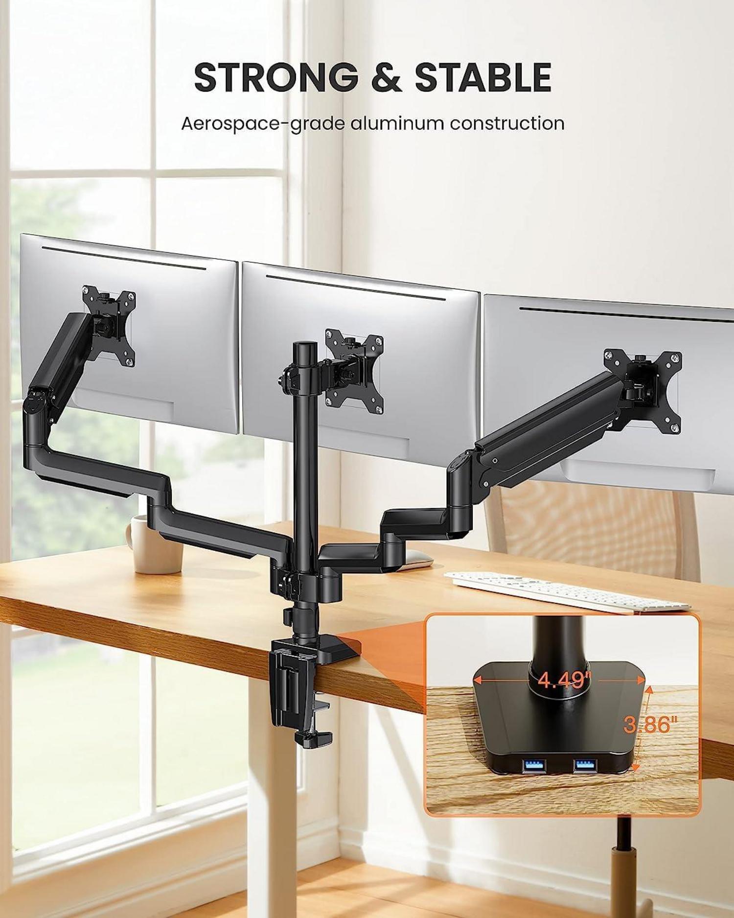 Monitor Halterung 3 Monitore für 13-27 Zoll Bildschirme, Schwarz