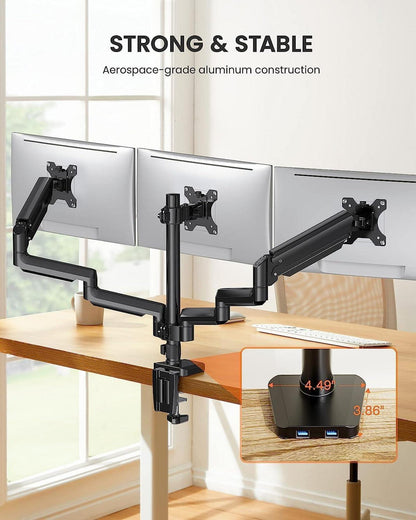 Monitor Halterung 3 Monitore für 13-27 Zoll Bildschirme, Schwarz