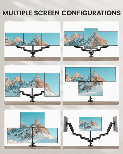 Monitor Halterung 3 Monitore 13-27 Zoll USB VESA 75/100 Platzsparend Schwarz