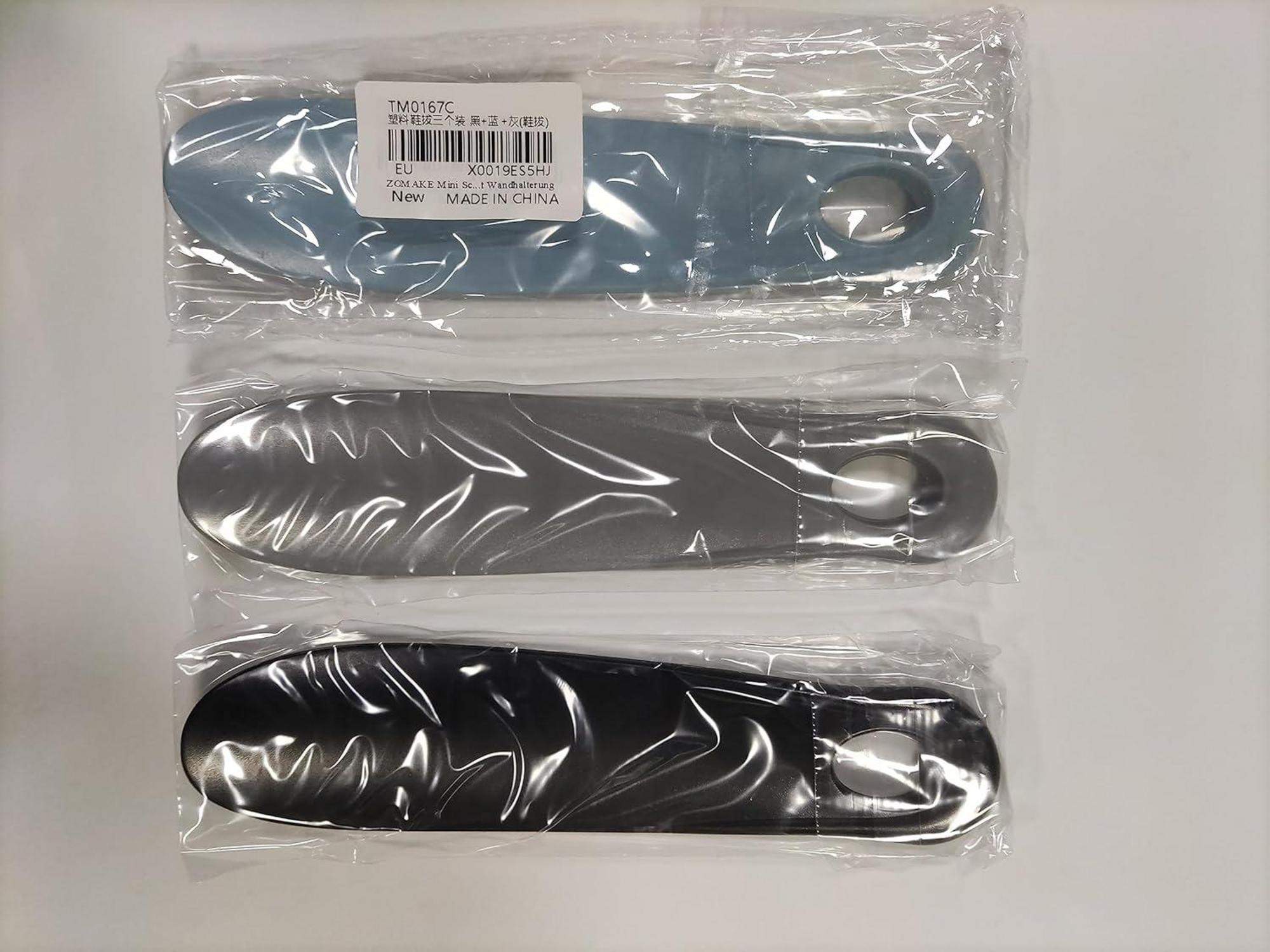 ZOMAKE Mini Schuhlöffel Kunststoff Set 3er 18.5cm Wandhalterung