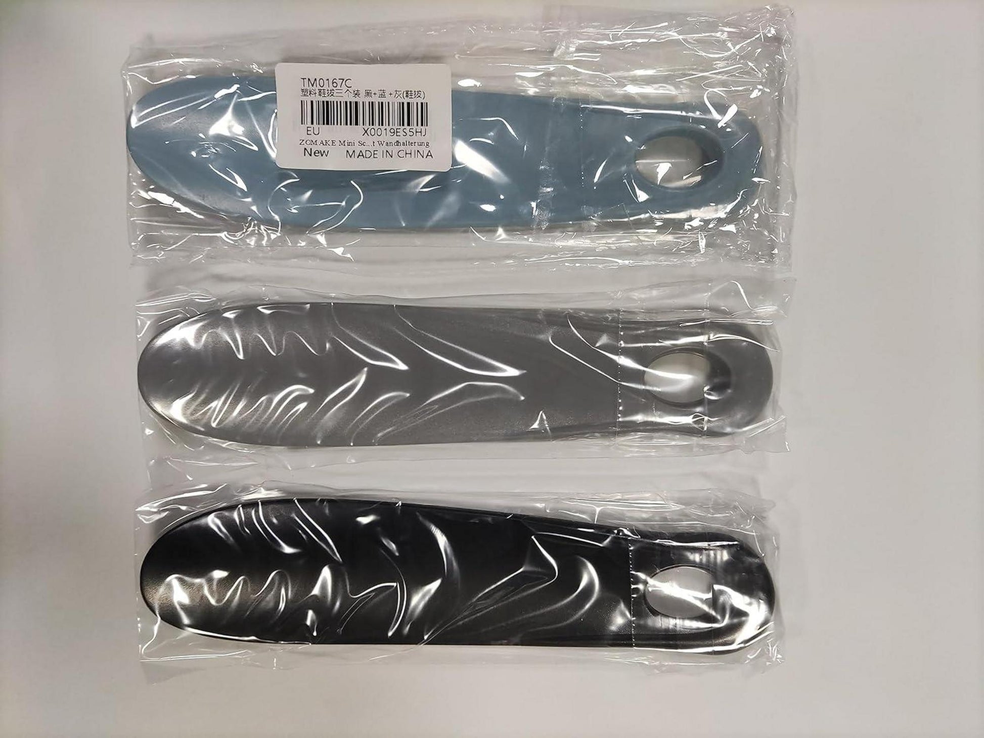 ZOMAKE Mini Schuhlöffel Kunststoff Set 3er 18.5cm Wandhalterung