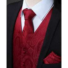 Herren Floral Seidenweste Set Burgund XS Hochzeit Jacquard