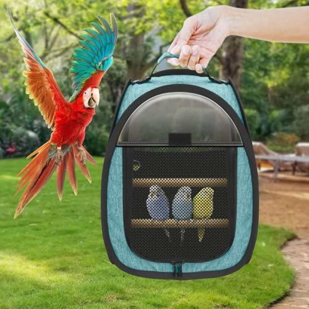 Vogel-Reisetasche atmungsaktiv mit Sitzstange