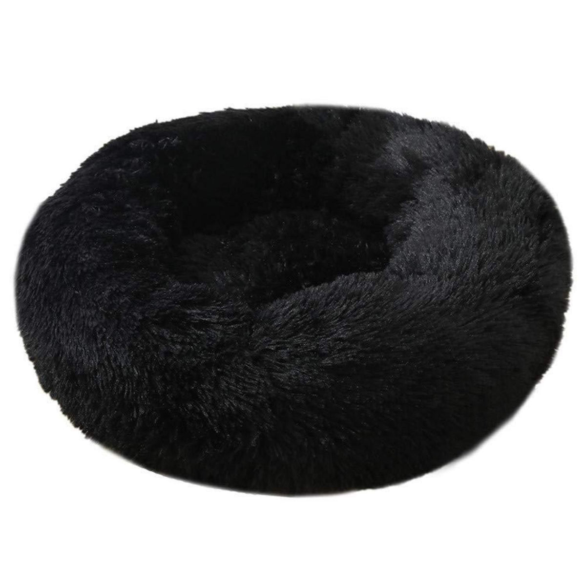 Rundes Hundebett Plüsch 120cm Schwarz – Weiches Kuschelkissen