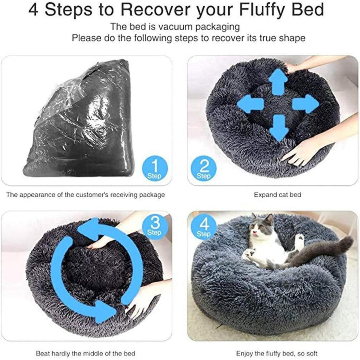 Rundes Hundebett Plüsch 120cm Weiß – Weiches Kuschelkissen