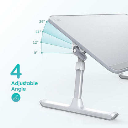 SAIJI Laptop-Betablett PVC-Leder verstellbar tragbar faltbare Beine 60*33cm grau