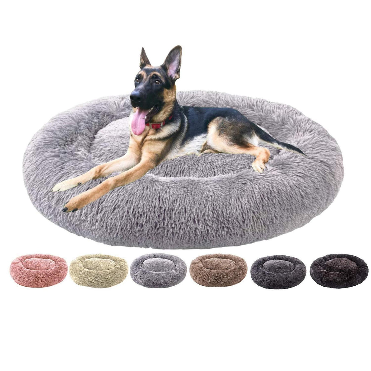 Donut Hundebett Deluxe – Weiches Plüschkissen Ø 120cm