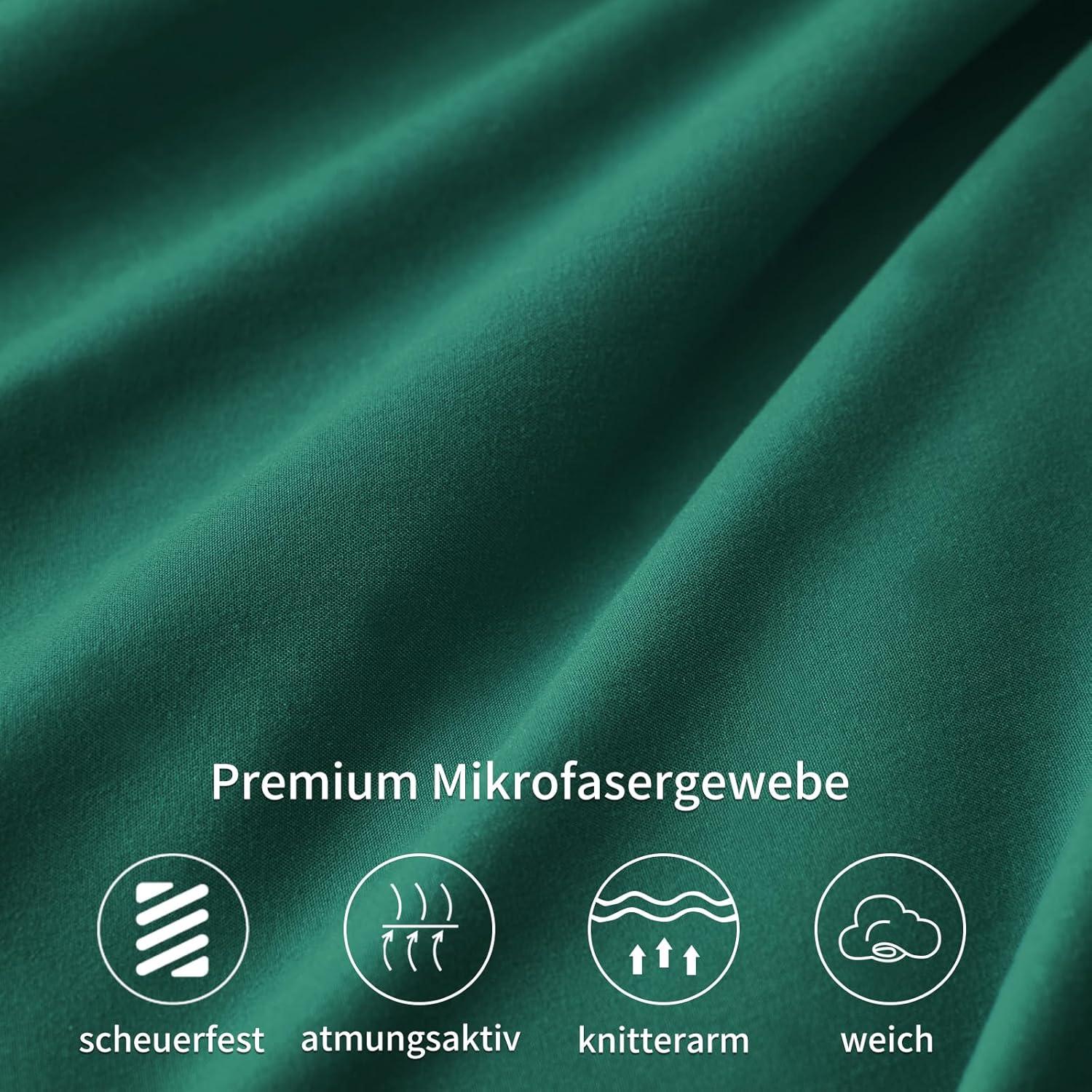 Kissenbezug 80x80 2er Set Dunkelgrün Mikrofaser Reißverschluss