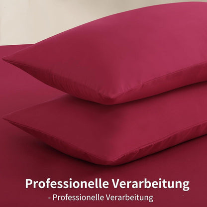 Mikrofaser Kissenbezug 40x80cm 2er Set Rot Reißverschluss
