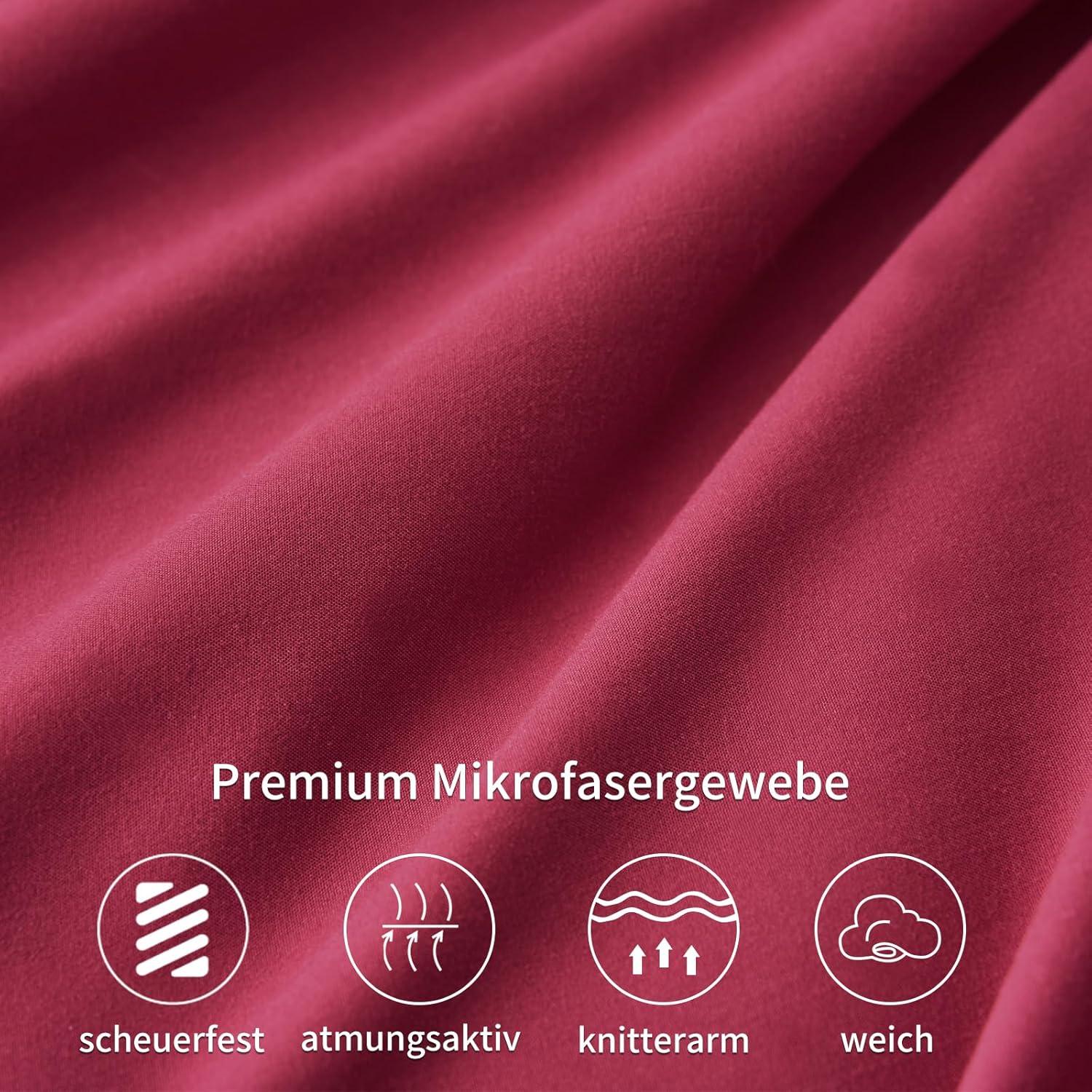Kissenbezug 40x80cm Rot 2er Set Mikrofaser Reißverschluss