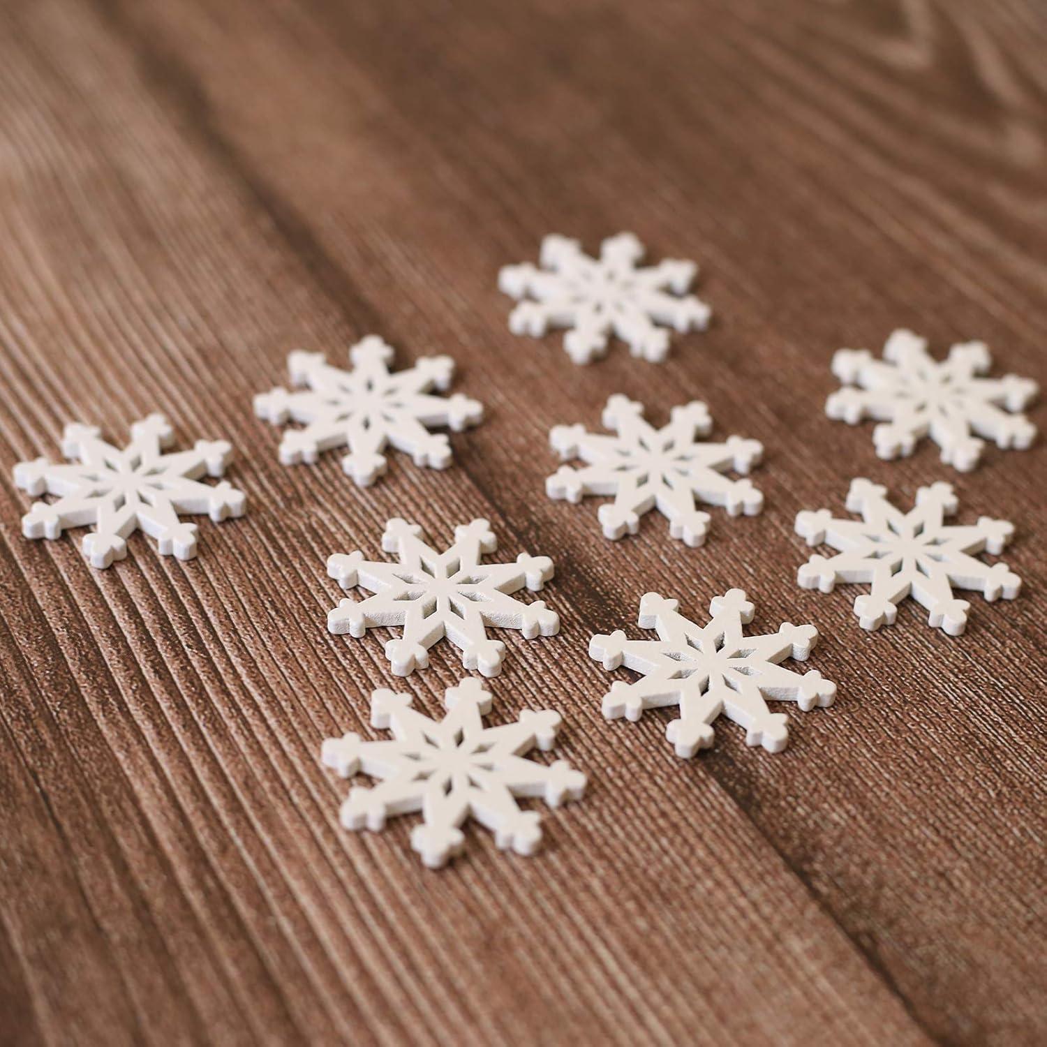 Holzanhänger Weihnachtsdeko DIY Basteln Mini Schneeflocken Streudeko