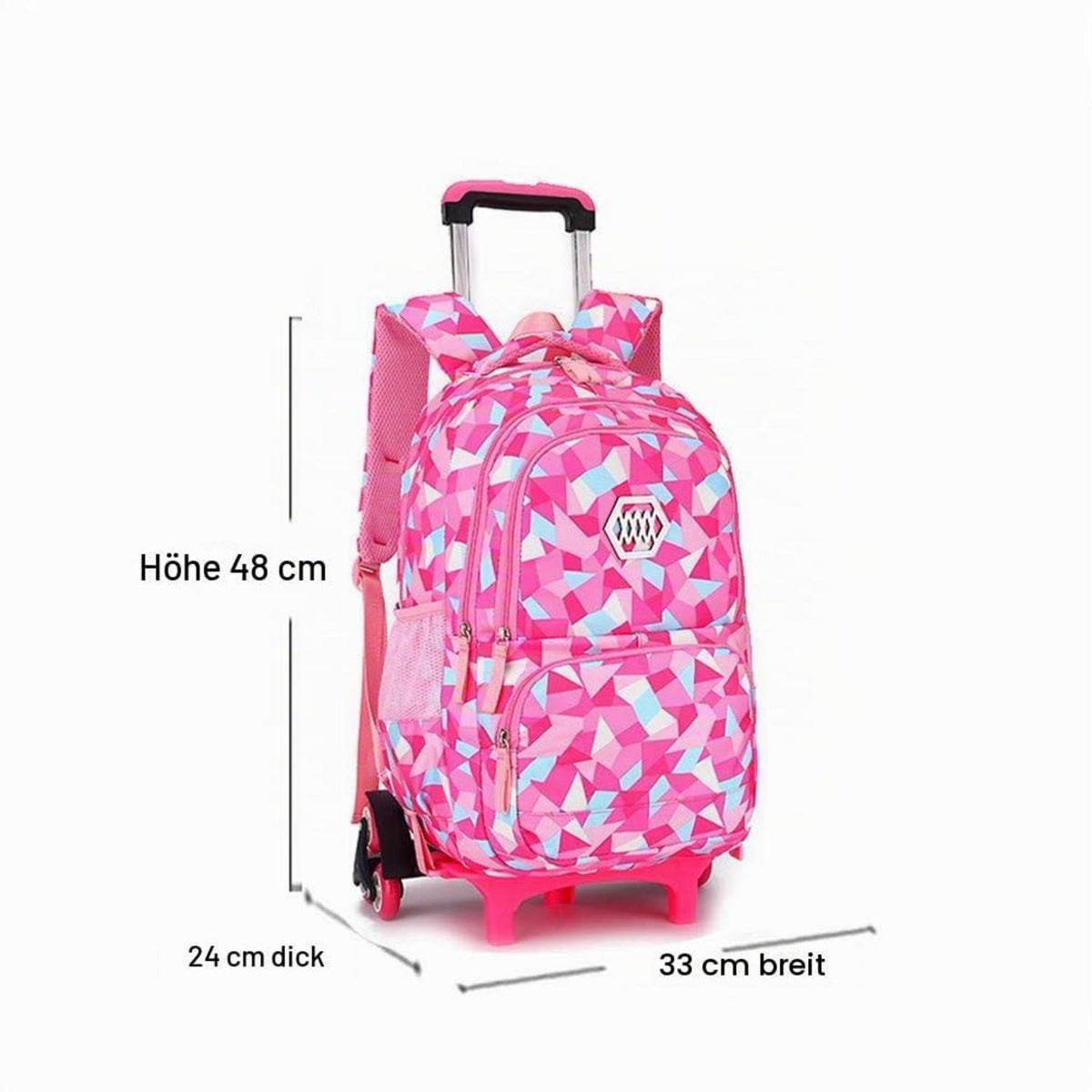 Trolley Schulranzen Mädchen 6 Räder – Wasserdichter Schultrolley Rose