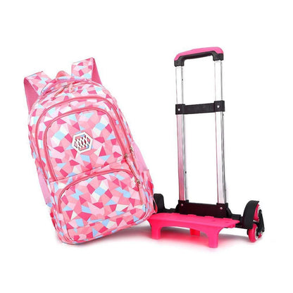 Trolley Schulranzen Mädchen 6 Räder – Wasserdichter Schultrolley Rose
