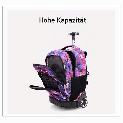 Kinder Trolley Rucksack mit Rollen – Grau, Große Kapazität