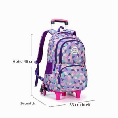 Trolley Schulranzen 6 Räder Violett – Wasserdichter Rucksack für Mädchen