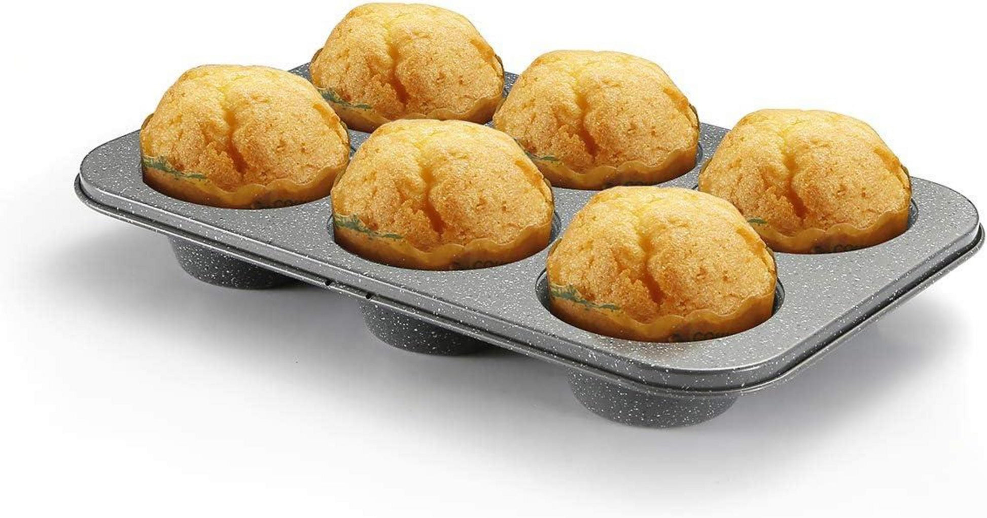 Jumbo Muffinform 6 Tassen Granit Stein Muffin Pfanne - Schwarz