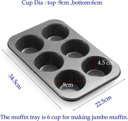 Jumbo Muffinform 6-Tassen Große Schwarze Granitstein Muffin Pfanne