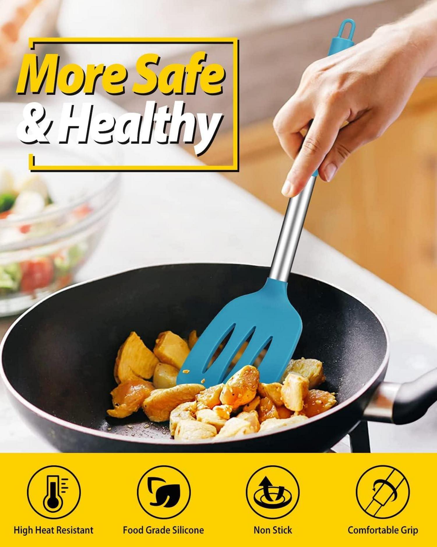 Silikon Pfannenwender mit Schlitzen Antihaftbeschichtung BPA-frei