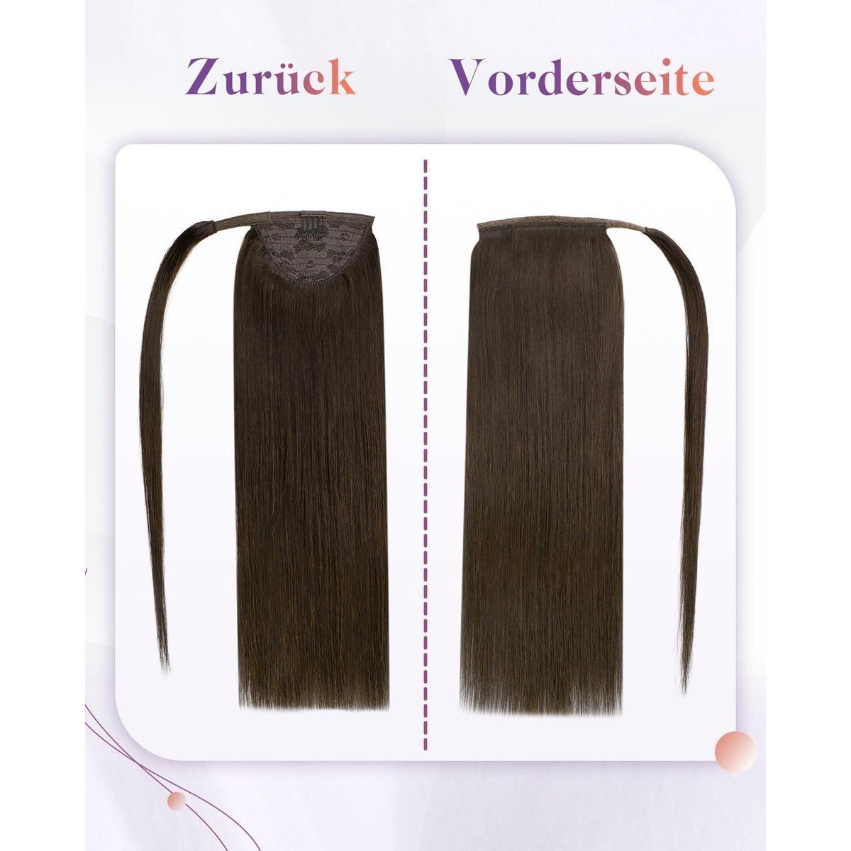 Echthaar Pferdeschwanzverlängerung Braun Gerade 50cm