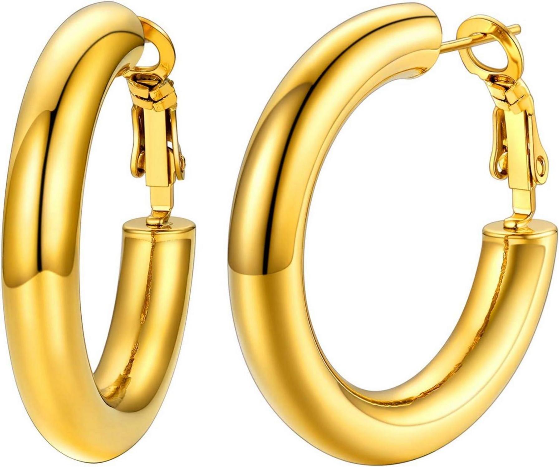 Creolen Ohrringe Edelstahl vergoldet 30-80mm Damen Accessoire