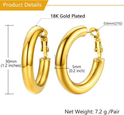 Damen Kreolen Ohrringe Edelstahl vergoldet 30mm-80mm Hoop Ohrringe