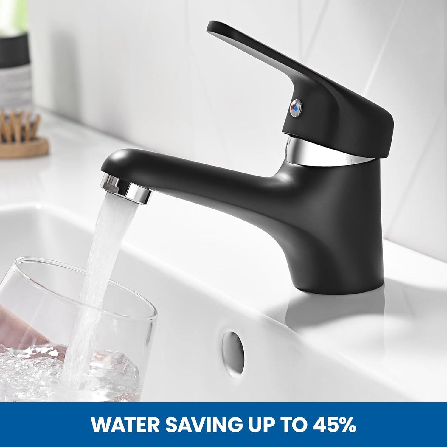 Schwarzer Wasserhahn ohne Ablaufgarnitur für Badezimmer