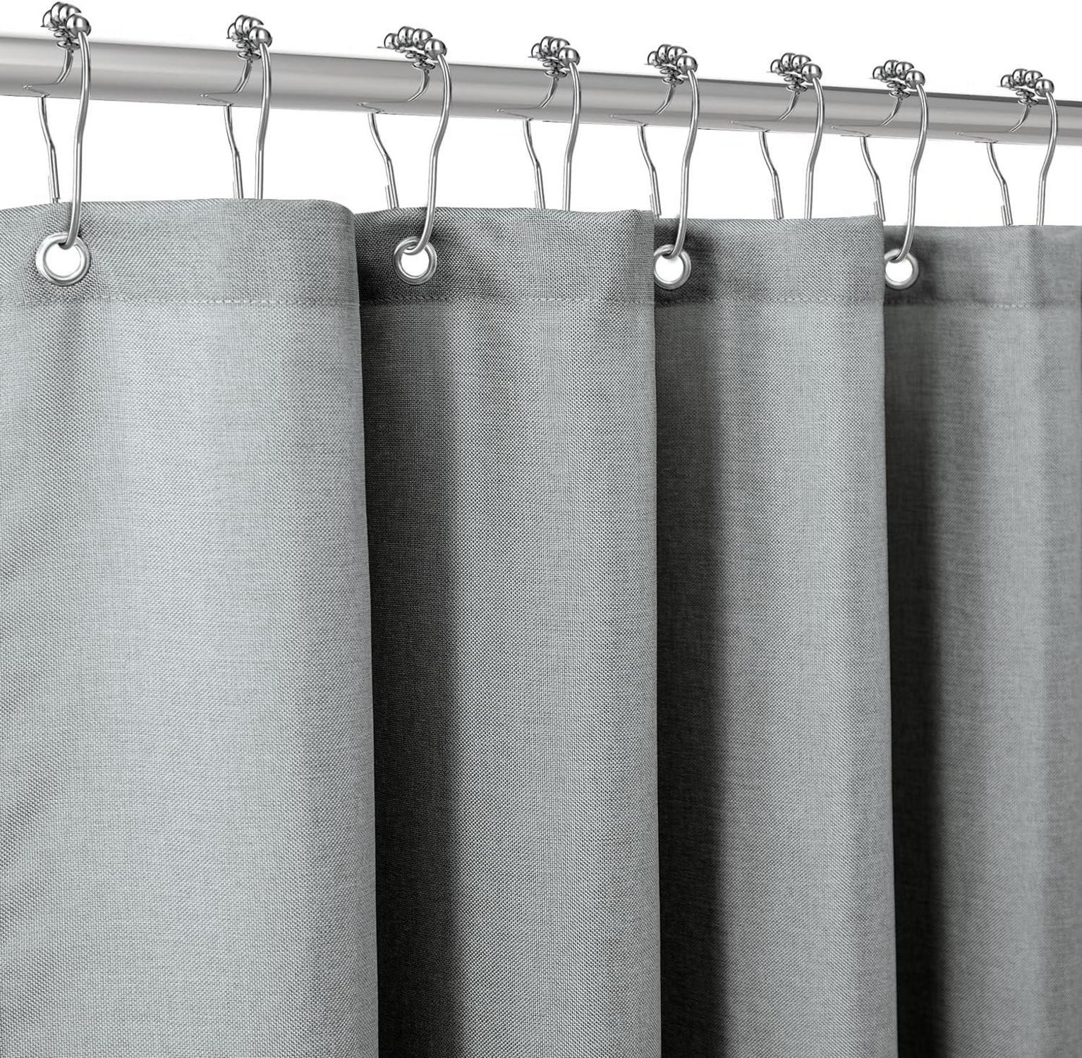 Duschvorhang Leinen 182x182cm Metallringe Anti Schimmel Wasserdicht