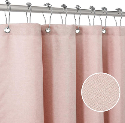 Duschvorhang Leinen Set Anti Schimmel Wasserdicht 182x182cm Rosa