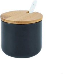 Keramik Gewürzdosen mit Löffel und Bambus Deckel 260ml