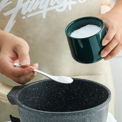 Keramik Gewürzdosen Salztopf Zuckerdose 260ml Bambus Löffel