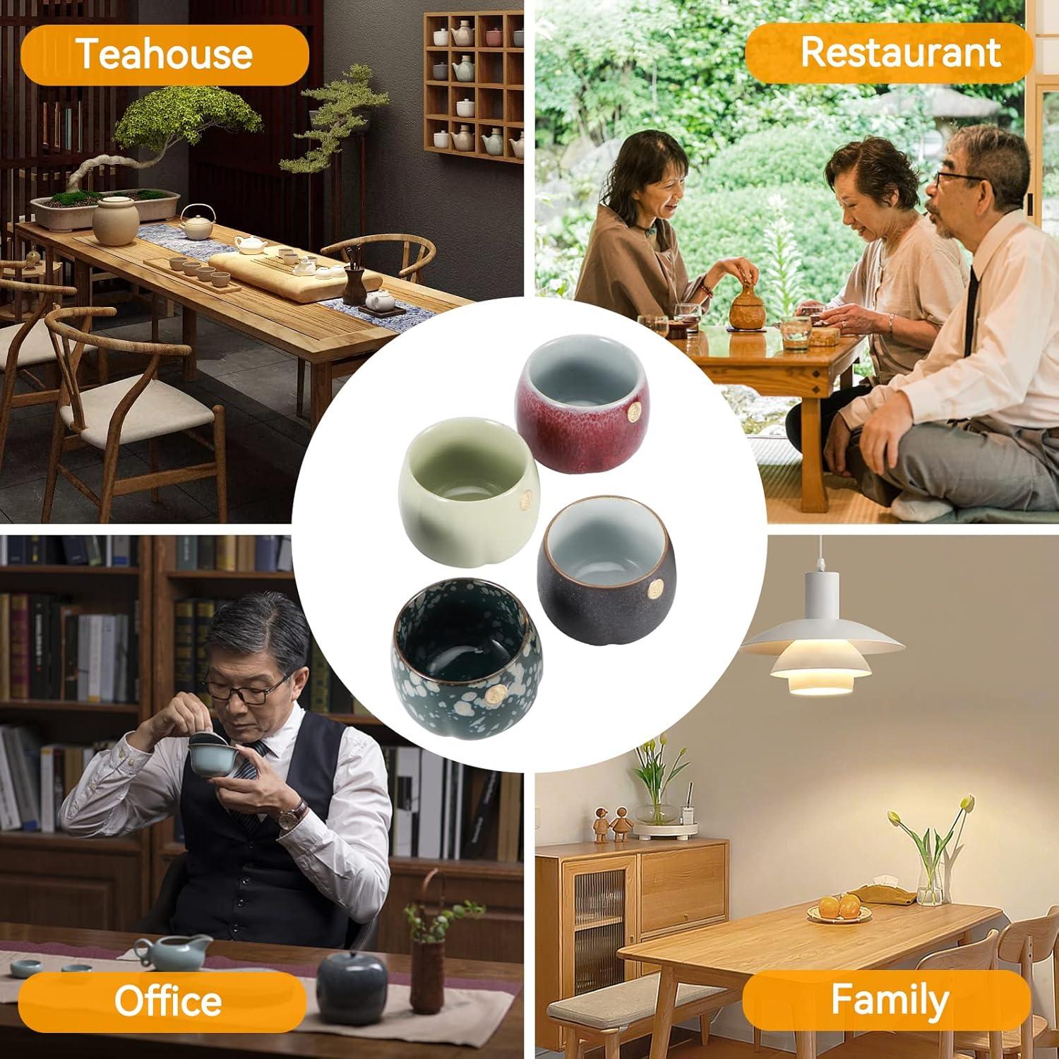 4-teiliges Keramik-Teetassenset in japanischem/chinesischem