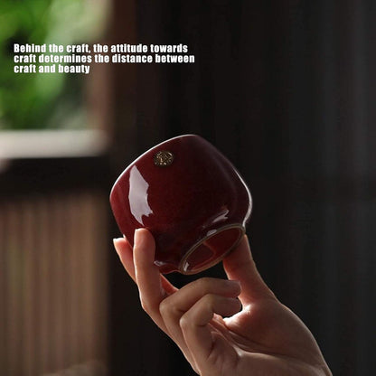 HERCHR 4-teiliges Keramik-Teetassen-Set japanischer/chinesischer Stil